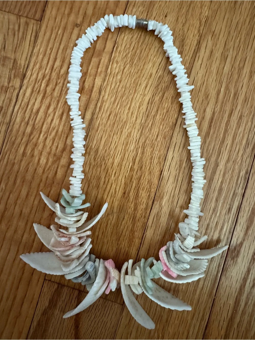 Shell Chip Necklace with Pastel Accents - White
